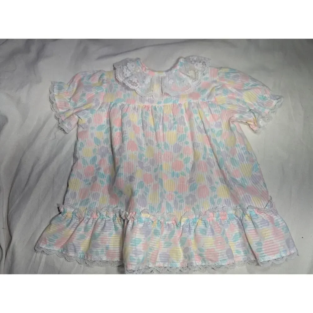 Cuddle Teen Cottage Core Vintage 90s Floral Pastel Dress 3T Ruffles Lace Toddler